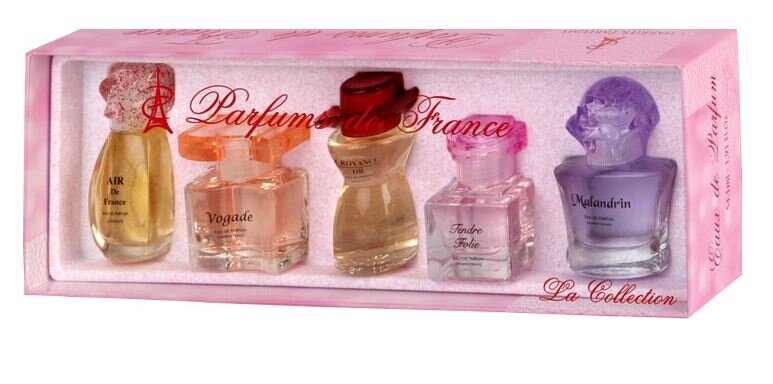 Набор Charrier Parfums «Parfums de France» для женщин: Air de France EDP,  11,5 мл + Croyance Or EDP, 12 мл + Tendre Folie EDP, 10,1 мл + Vogade EDP,  10,7 мл + Malandrin, 9,8 мл цена | pigu.lt