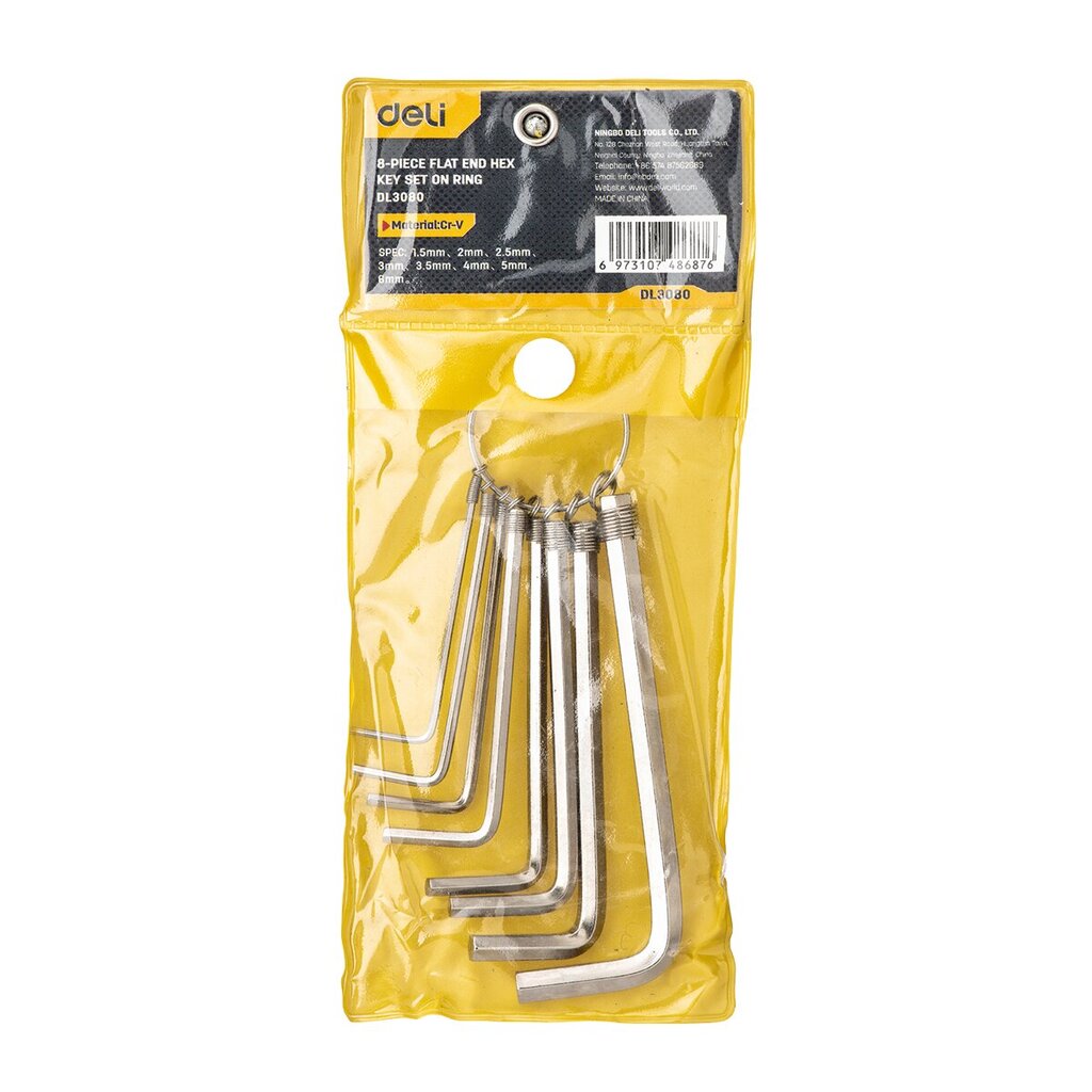 Allen veržliarakčių rinkinys Deli Tools EDL3080 - 1.5-6mm kaina ir informacija | Mechaniniai įrankiai | pigu.lt