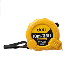Matavimo juosta Deli Tools EDL9010Y, 10m/25mm kaina ir informacija | Mechaniniai įrankiai | pigu.lt