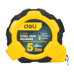 Matavimo juosta Deli Tools EDL3796Y 5m 19mm geltona kaina ir informacija | Mechaniniai įrankiai | pigu.lt