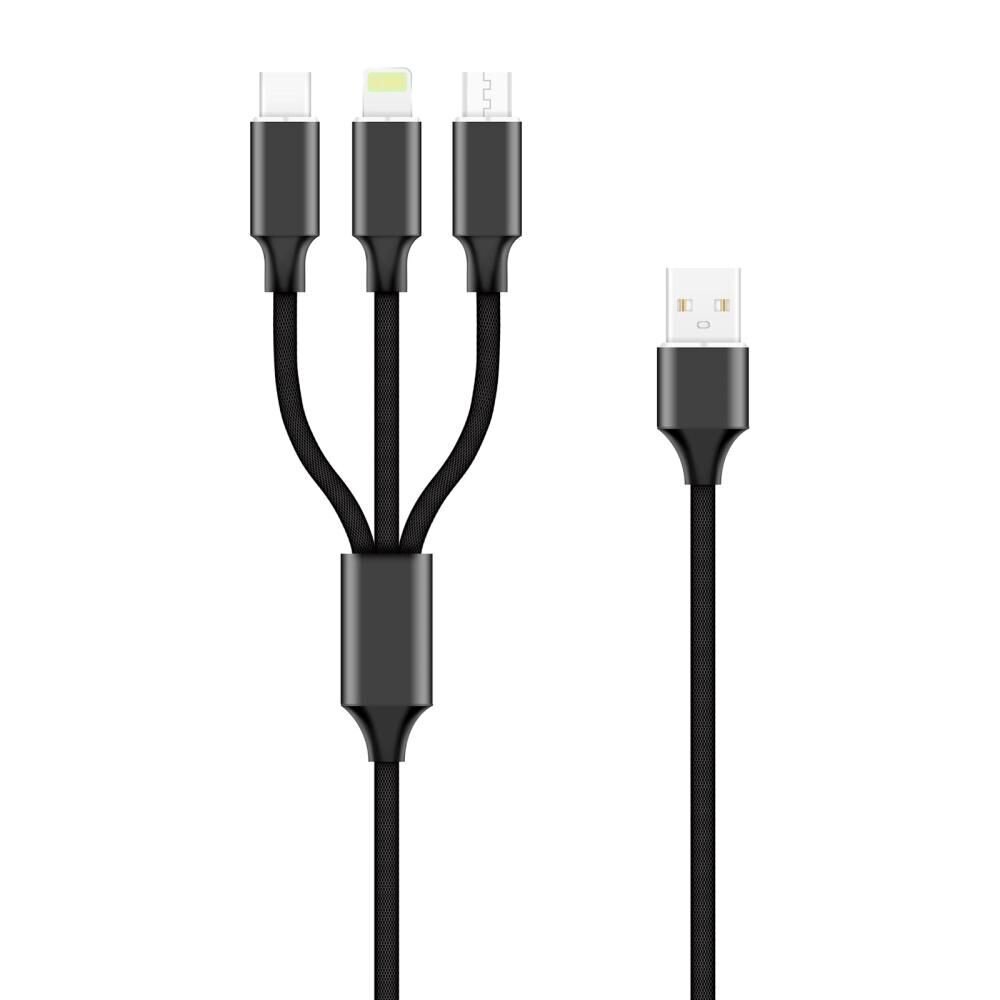 Forever 3in1 Lightning + USB-C + microUSB 1,2 m 2A kaina ir informacija | Laidai telefonams | pigu.lt