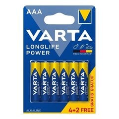 Щелочные батарейки Varta AAA Longlife Power (6 шт.) цена и информация | Батарейки | pigu.lt