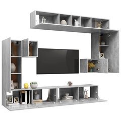 Televizoriaus spintelių komplektas, MDP, 8 dalių, betono pilka kaina ir informacija | TV staliukai | pigu.lt