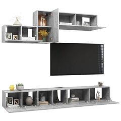 Televizoriaus spintelių komplektas, 6 dalių, betono pilkas, MDP kaina ir informacija | TV staliukai | pigu.lt