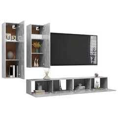 Televizoriaus spintelių komplektas, 4 dalių, pilkas kaina ir informacija | TV staliukai | pigu.lt
