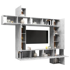 Televizoriaus spintelių komplektas, 9 dalių, betono pilkas, mdp kaina ir informacija | TV staliukai | pigu.lt