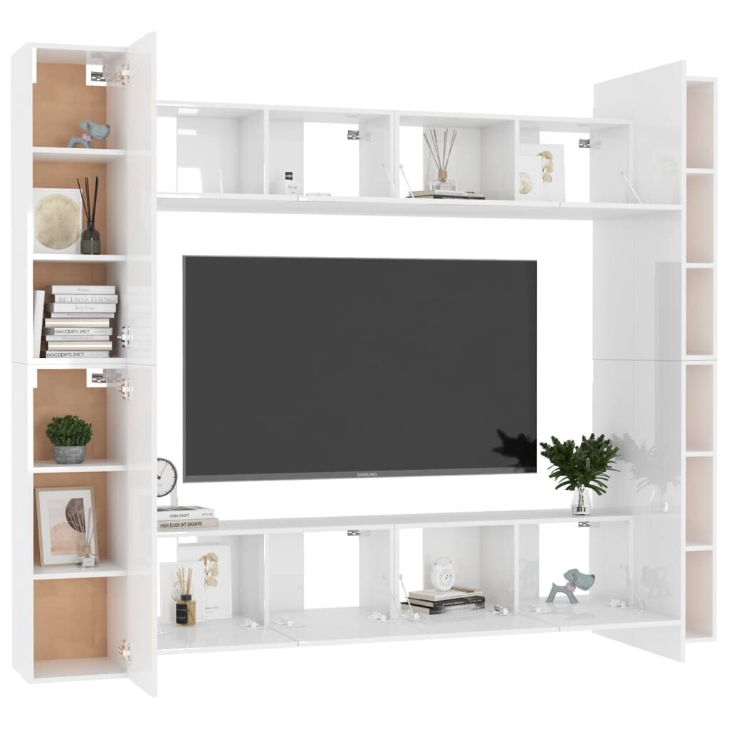 Televizoriaus spintelių komplektas, 8 dalių, baltas цена и информация | TV staliukai | pigu.lt