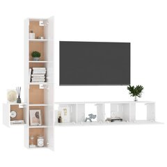 Televizoriaus spintelių komplektas, 5 dalių, baltas, MDP kaina ir informacija | TV staliukai | pigu.lt