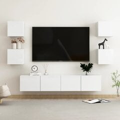 Televizoriaus spintelių komplektas, 6 dalių, baltas, mdp kaina ir informacija | TV staliukai | pigu.lt