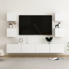Televizoriaus spintelių komplektas, 6 dalių, baltas, mdp kaina ir informacija | TV staliukai | pigu.lt