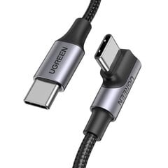 Угловой кабель USB-C на USB-C UGREEN US334 5A, PD 100Вт, 1 м (черный) цена и информация | Кабели для телефонов | pigu.lt