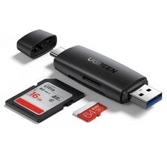 Адаптер UGREEN CM304 USB + USB-C Card Reader SD + microSD (черный) цена и информация | Адаптеры, USB-разветвители | pigu.lt