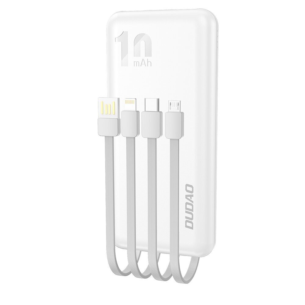 Dudao K6Pro Universal 10000mAh kroviklis with USB Cable, USB Type C, balta kaina ir informacija | Atsarginiai maitinimo šaltiniai (power bank) | pigu.lt