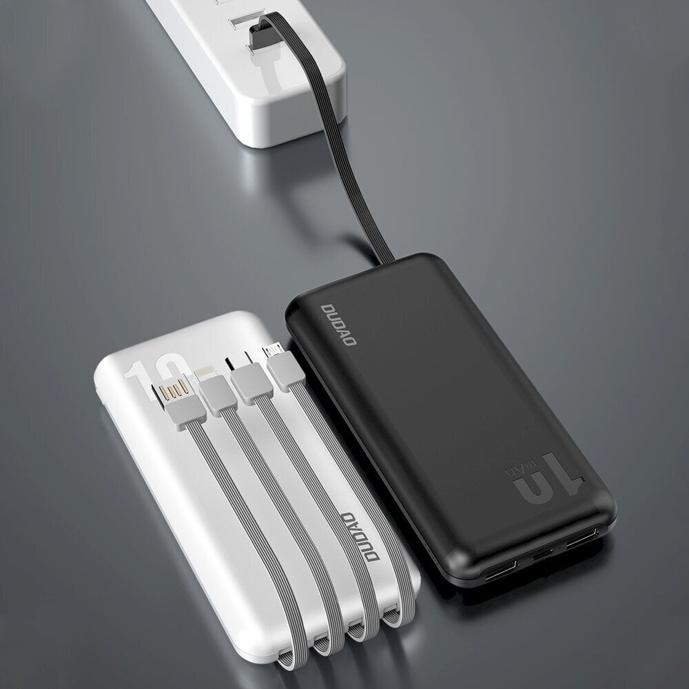 Dudao K6Pro Universal 10000mAh kroviklis with USB Cable, USB Type C, balta цена и информация | Atsarginiai maitinimo šaltiniai (power bank) | pigu.lt