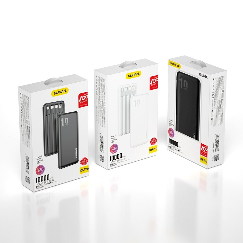 Dudao K6Pro, USB Type C, Lightning Black kaina ir informacija | Atsarginiai maitinimo šaltiniai (power bank) | pigu.lt