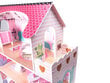 Medinis MDF lėlių namas su LED apšvietimu ir baldais, 70 cm цена и информация | Žaislai mergaitėms | pigu.lt