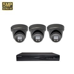 5MP IP POE vaizdo stebėjimo kamerų VAI2346HKB Dome + Hikvision NVR 7604 komplektas kaina ir informacija | Stebėjimo kameros | pigu.lt