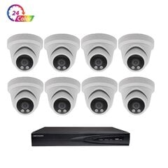 5MP IP POE vaizdo stebėjimo kamerų VAI2347HKB 24 Color Dome + Hikvision NVR 7608 komplektas kaina ir informacija | Stebėjimo kameros | pigu.lt