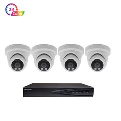 5MP IP POE vaizdo stebėjimo kamerų VAI2347HKB 24 Color Dome + Hikvision NVR 7604 komplektas kaina ir informacija | Stebėjimo kameros | pigu.lt