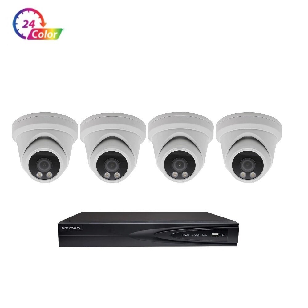 5MP IP POE vaizdo stebėjimo kamerų VAI2347HKB 24 Color Dome + Hikvision NVR 7604 komplektas цена и информация | Stebėjimo kameros | pigu.lt