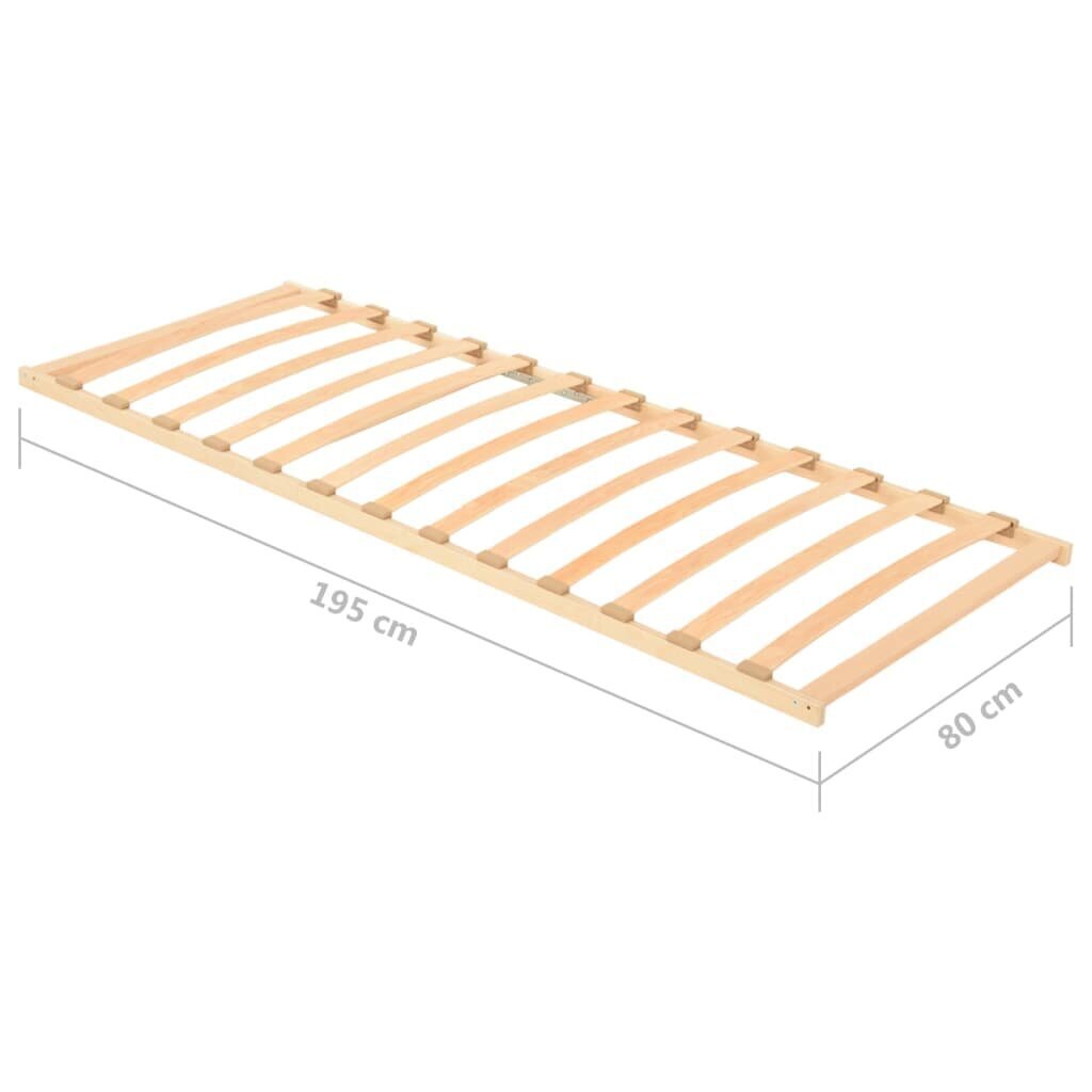 Grotelės lovai su 13 lentjuosčių, 80x200 cm, ruda kaina ir informacija | Lovų grotelės | pigu.lt