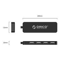 Orico Adapter Hub, USB to 4xUSB (black) цена и информация | Адаптеры, USB-разветвители | pigu.lt