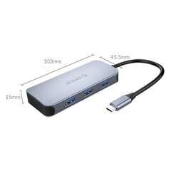 Adapteris Orico 6-in-1, HDMI 4K + 3x USB 3.0 - RJ45 - USB-C kaina ir informacija | Adapteriai, USB šakotuvai | pigu.lt