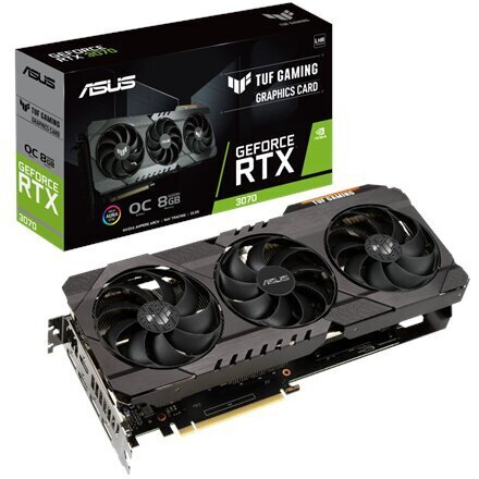 Vaizdo plokštė Asus, TUF-RTX3070-O8G-V2-GAMING LHR version NVIDIA kaina ir informacija | Vaizdo plokštės (GPU) | pigu.lt