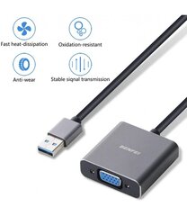 USB 3.0 į VGA Adapteris, 1080p Full HD kaina ir informacija | Adapteriai, USB šakotuvai | pigu.lt