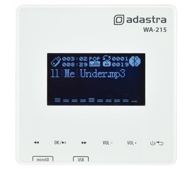 Adastra, WA-215 sieninis stiprintuvas 2x 15W USB/SD/FM/Bluetooth, baltas  kaina | pigu.lt