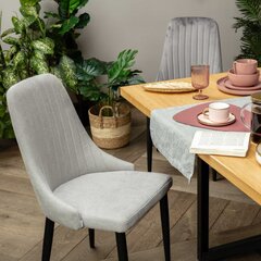 LOUIS Šviesiai pilko audinio kėdė 44x59x88 cm kaina ir informacija | Virtuvės ir valgomojo kėdės | pigu.lt