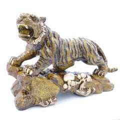 Medžio imitacijos statula Tigras ant uolos, 29x11x20 cm kaina ir informacija | Interjero detalės | pigu.lt