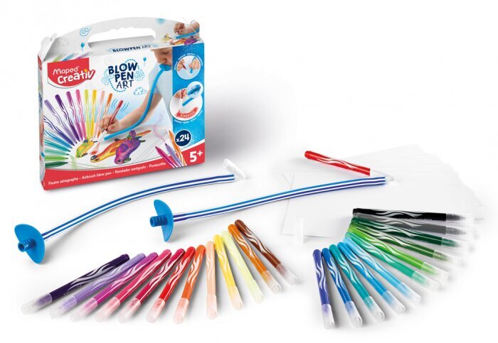 Pučiami flomasteriai komplektas Maped Creativ Blow Pen 24 vnt. kaina ir informacija | Piešimo, tapybos, lipdymo reikmenys | pigu.lt