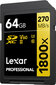 Lexar Pro 1800X Sdxc U3 V60 kaina ir informacija | Atminties kortelės fotoaparatams, kameroms | pigu.lt