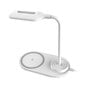 Platinet PDL1930W Compact size Tilt adjustment Led Table Lamp with Qi Wireless 10W Charger White kaina ir informacija | Staliniai šviestuvai | pigu.lt