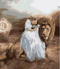 Kартины по номерам "Девушка и лев" 40x40 G цена и информация | Набор для рисования по номерам | pigu.lt