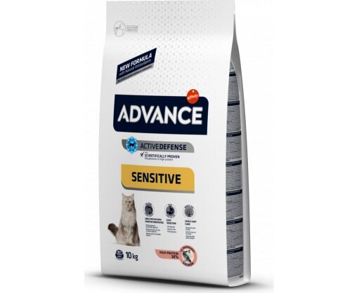 Advance Adult Sensitive su lašiša ir ryžiai, 10 kg цена и информация | Sausas maistas katėms | pigu.lt