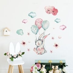 Детская наклейка на стену Кролик с воздушными шарами цена и информация | Интерьерные наклейки | pigu.lt