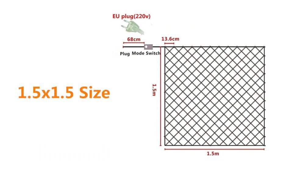 Girlianda užuolaida, 1,5x1,5 m kaina ir informacija | Girliandos | pigu.lt