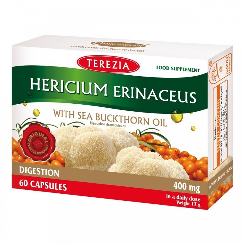 Maisto papildas Terezia Hericium Erinaceus grybas su šaltalankių aliejumi, 60 kapsulių цена и информация | Vitaminai, maisto papildai, preparatai gerai savijautai | pigu.lt