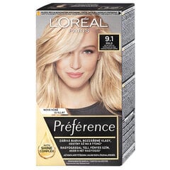 Ilgalaikiai plaukų dažai L'Oreal Preference 9.12, 1 vnt цена и информация | Краска для волос | pigu.lt