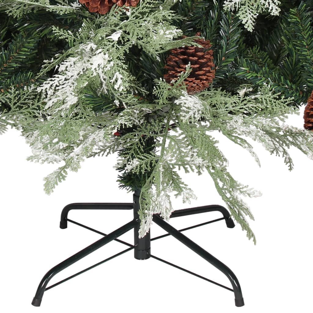 Kalėdų eglutė su LED/kankorėžiais, žalia/balta, 120cm, PVC/PE kaina ir informacija | Eglutės, vainikai, stovai | pigu.lt