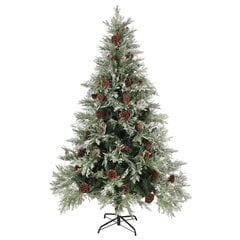 Kalėdų eglutė su LED/kankorėžiais, žalia/balta, 120cm, PVC/PE цена и информация | Искусственные елки | pigu.lt