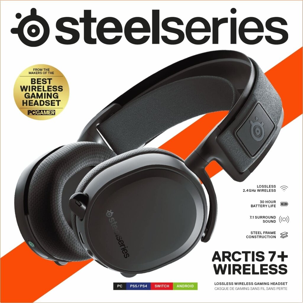 SteelSeries Arctis 7+, black цена и информация | Ausinės | pigu.lt