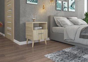 Naktinė spintelė ADRK Furniture Logan, ąžuolo spalvos kaina ir informacija | Spintelės prie lovos | pigu.lt