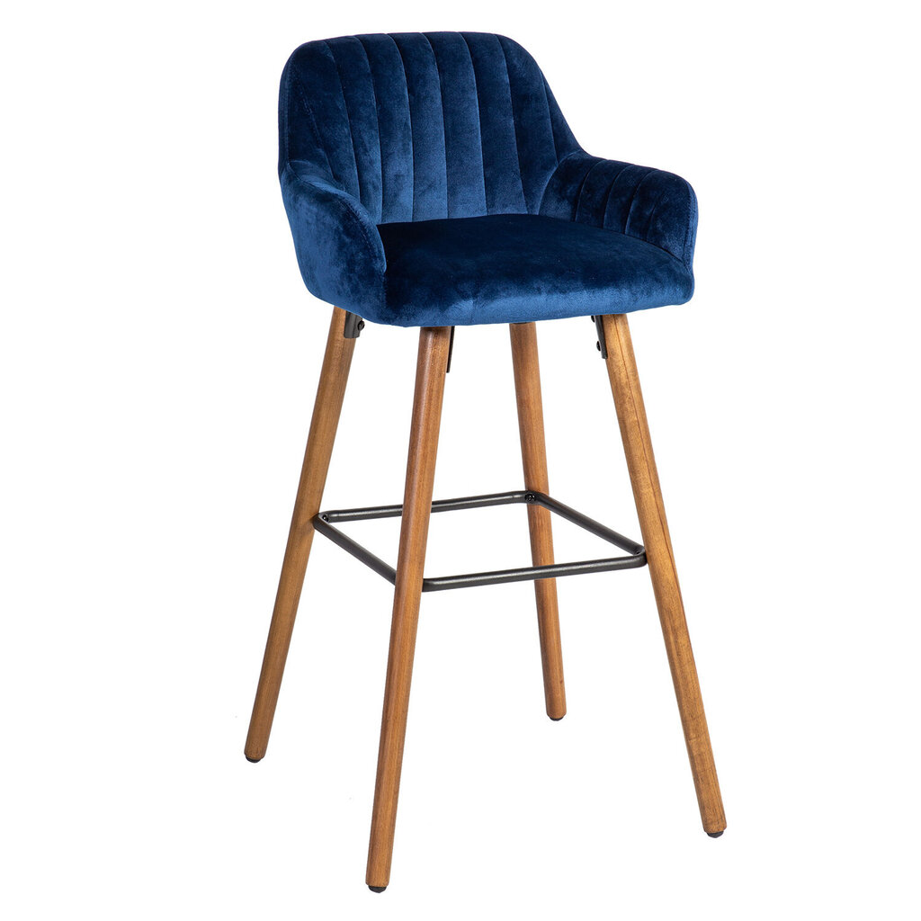 Baro kėdė Home4You Ariel, mėlyna/ruda kaina ir informacija | Virtuvės ir valgomojo kėdės | pigu.lt
