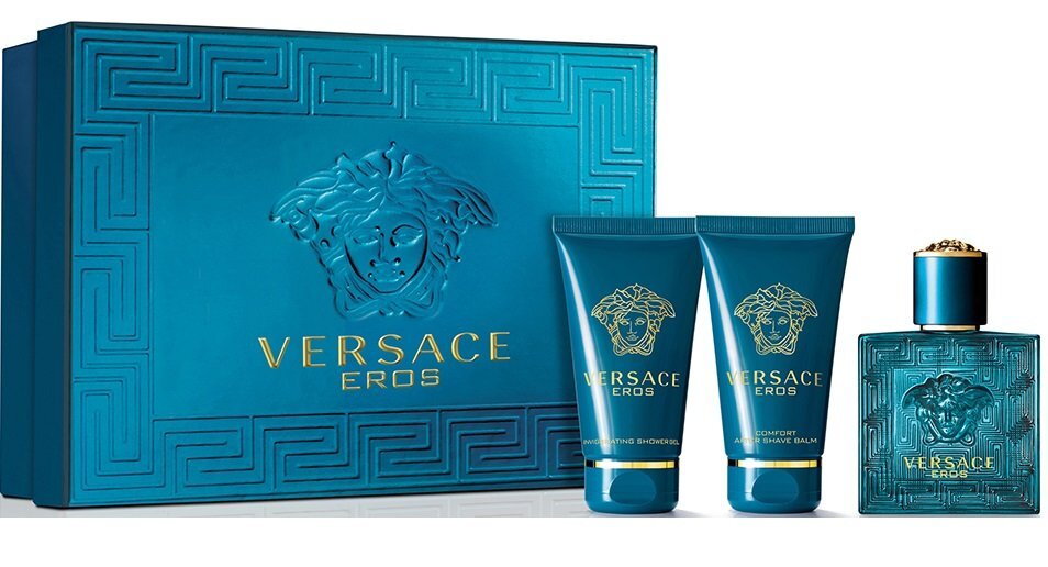 Rinkinys Versace Eros: EDT vyrams 50 ml + dušo želė 50 ml + balzamas po skutimosi 50 ml kaina ir informacija | Kvepalai vyrams | pigu.lt