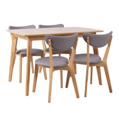 Обеденный комплект с 4 стульями JONNA (10515), шпон дуба / каучуковое дерево цена и информация | Комплекты мебели для столовой | pigu.lt