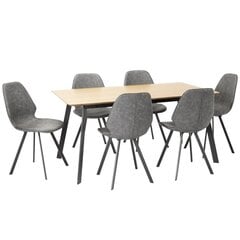 Набор столовой мебели HELENA 1 с 6 стульями (20062) МДФ, шпон дуб, металлические ножки цена и информация | Комплекты мебели для столовой | pigu.lt