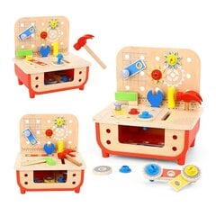 Medinis dirbtuvių stalas su įrankiais Tooky Toy, 31 vnt. kaina ir informacija | Žaislai berniukams | pigu.lt